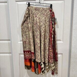 Earthbound Trading One size‎ Boho Scarf Skirt Asymmetrical Cycled Sari Wrap